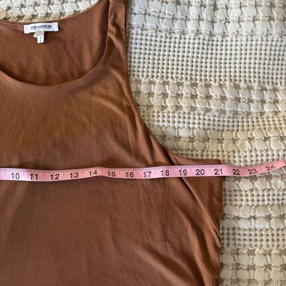 Good American bodycon Midi Tank dress Women’s size 7 Brown Lined - Picture 6 of 8